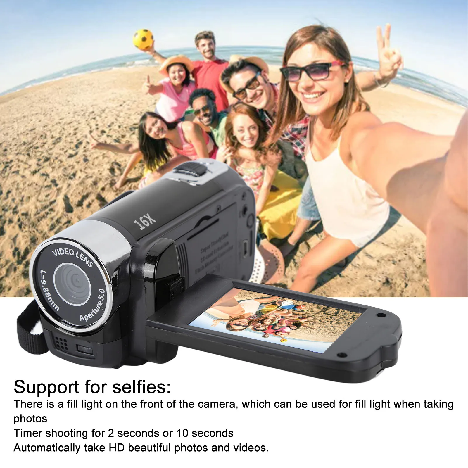 

1080P 48MP DV Camera 2.7 in TFT Rotatable Screen 16x Digital Zoom Video Webcam with USB Cable