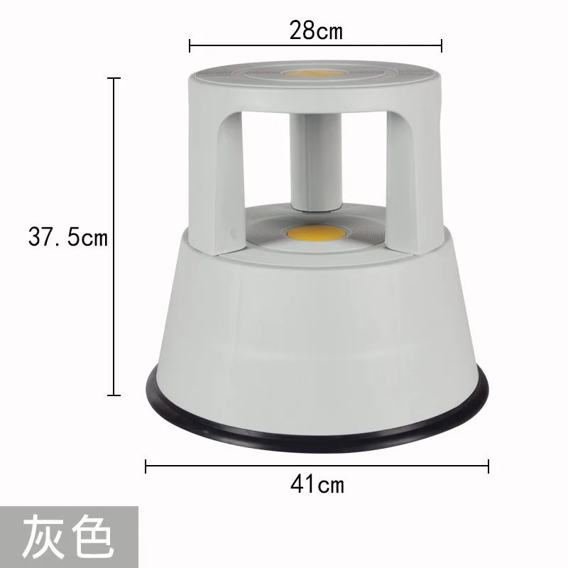 Steel Ladder Stool for Retrieving Goods, Sorting, and Storage, Movable Plastic Stool with Two Steps
