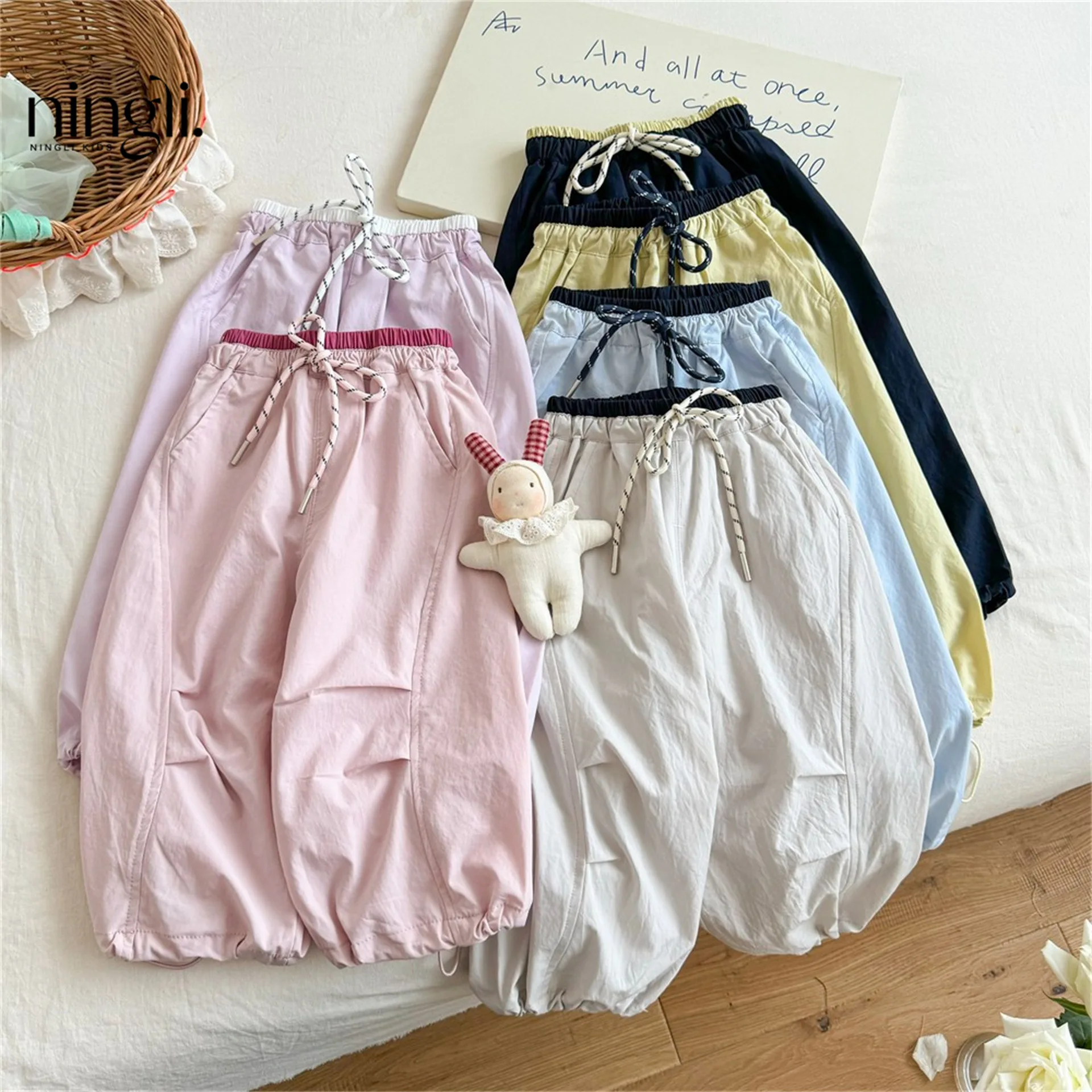 2026 Summer New Children Loose Harem Pants Baby Girls Solid Thin Trousers Cotton Boys Versatile Casual Pants Kids Clothes
