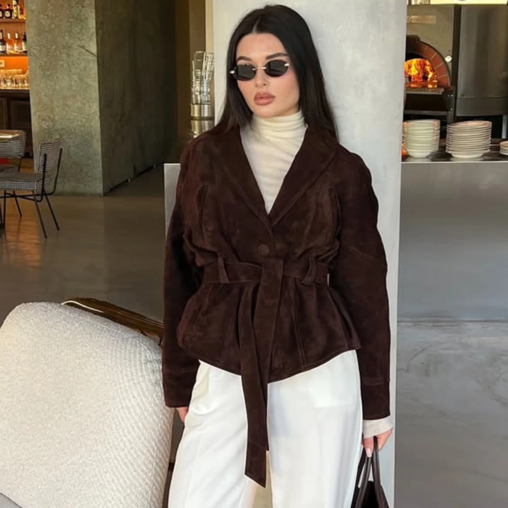 

Зимняя женская куртка Tuularose: винтажная коричневая, утепленная, свободного кроя, с кружевным V-образным вырезом, модная, для повседневной носки, новая, шикарная, повседневная женская верхняя одежда