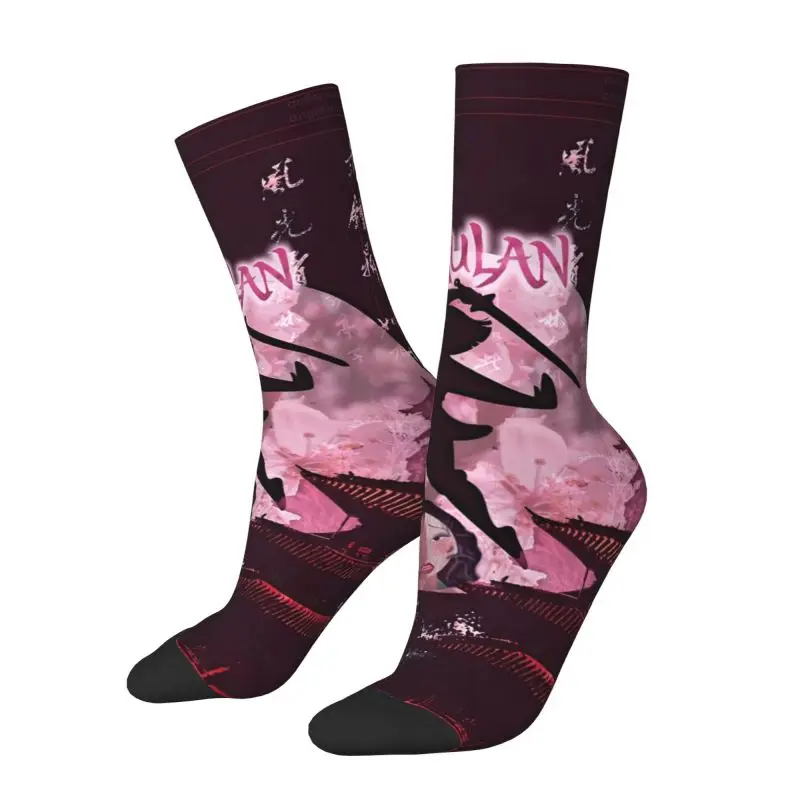 

Пользовательские носки Kawaii Mulan Princess для женщин и мужчин, теплые спортивные футбольные носки с 3D принтом