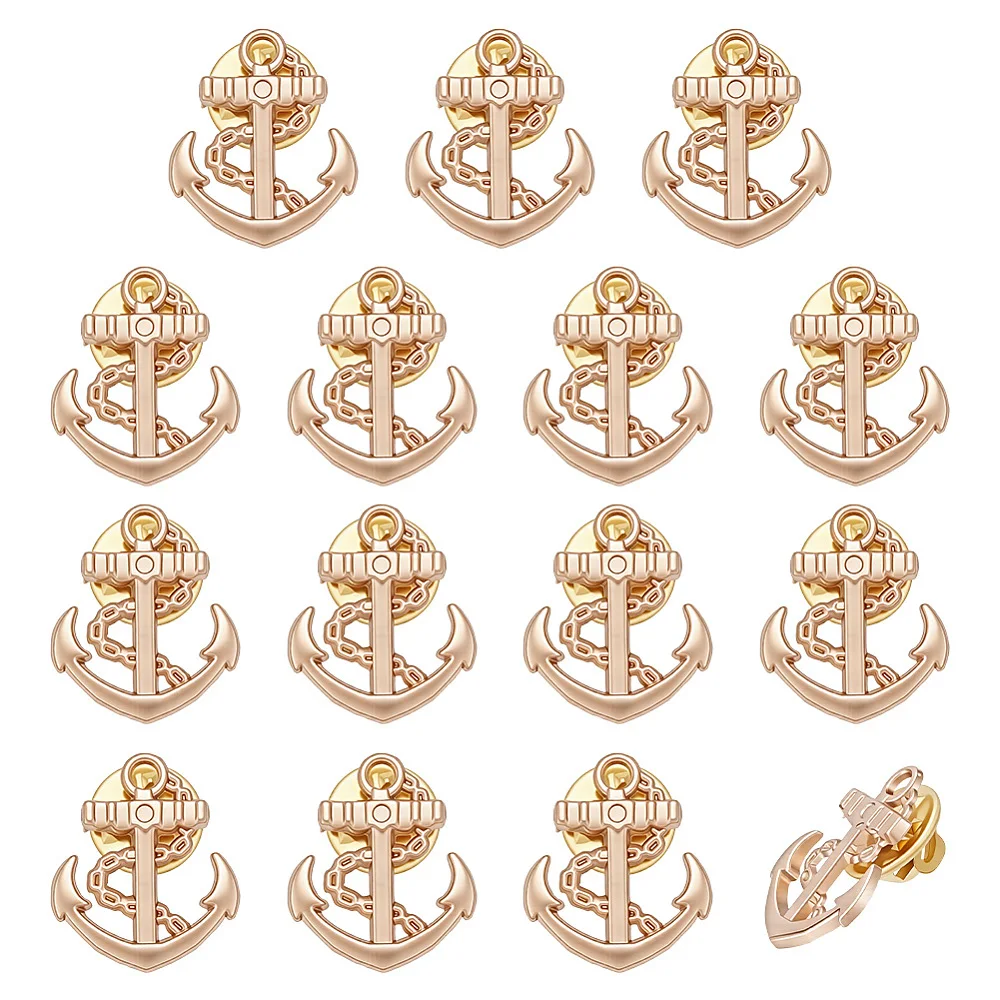 15Pcs Anchor Lapel Pin Backs Platinum Nautical Brooch Clutch Anchor Jewelry Pin Broach for Women Men 21.5mm Long