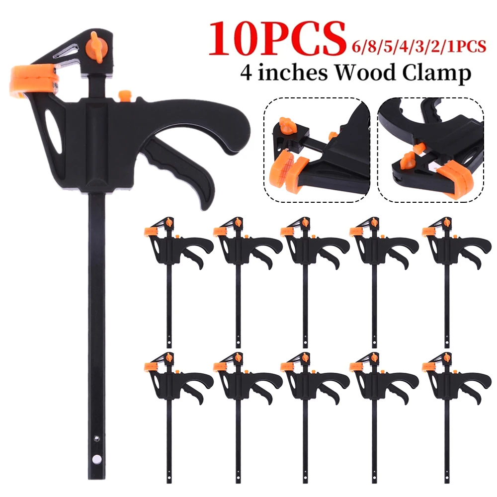 1-10pcs 4 Inch F Type Woodworking Clamp Quick Grip Clamp Locator Gadget Portable Practical Metal Fixed Clamp Carpenter Tools