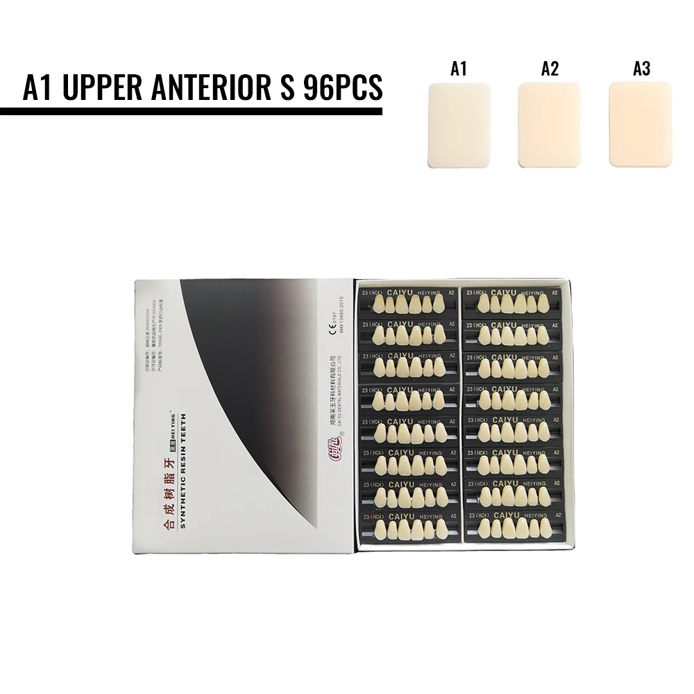 96 Teile/satz Dental Acryl Harz Falsche Zähne Anterior Posterior A1 A2 A3 Künstliche Vorgeformte Prothese Zähne für Zahnprothese