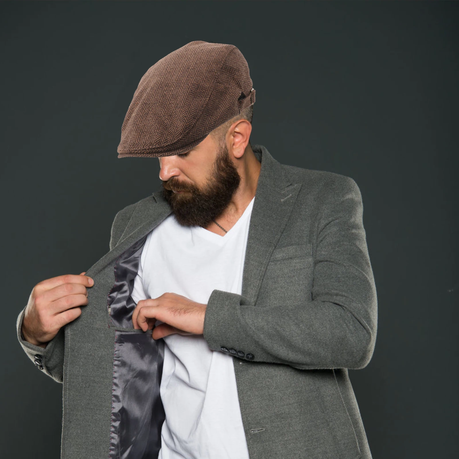 

Warm Forward Beret Hat for Men Coffee Color Adjustable Cotton Polyester Mens Hats Caps Autumn Winter Fashion Outdoor Vintage