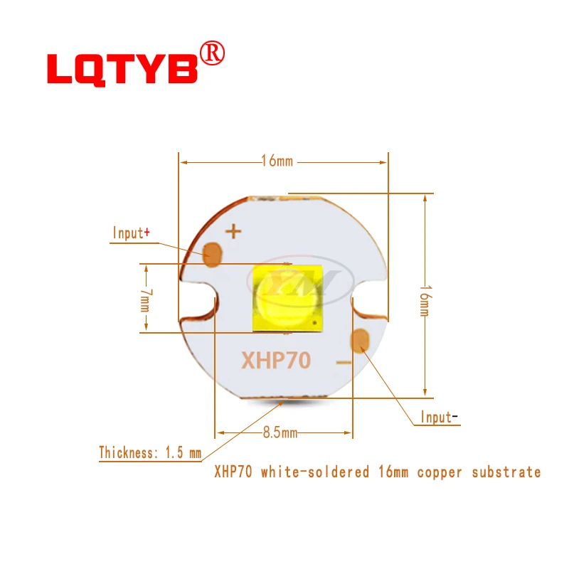 High Power XHP70 II, white, warm white, blue LED 18/36W LED flashlight lamp refitted 3/6/12V welded 16mm 20mm copper substrate