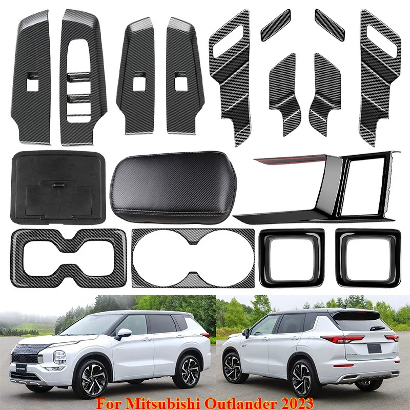 

A Set Interior Accessories for Mitsubishi Outlander 2023 Front Rear Seat Water Cup Holder Sticker Gear Shift Panel Cover Trim