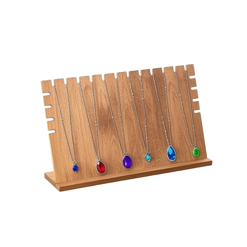 

Wood Jewelry Necklace Display Stand Long Hand Bangle Bracelet Wooden Necklace Display Rack Hanging Necklace Storage