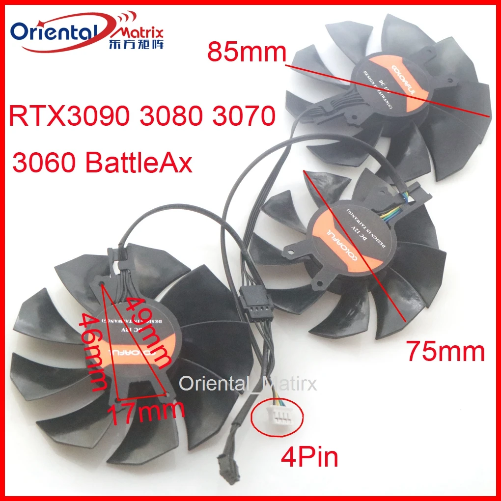 3pcs/Lot 12V VGA Fan For COLORFUL RTX3090 RTX3080 RTX3070 RTX3060 BattleAx Graphics Card Cooling Fan 4Wire 4Pin