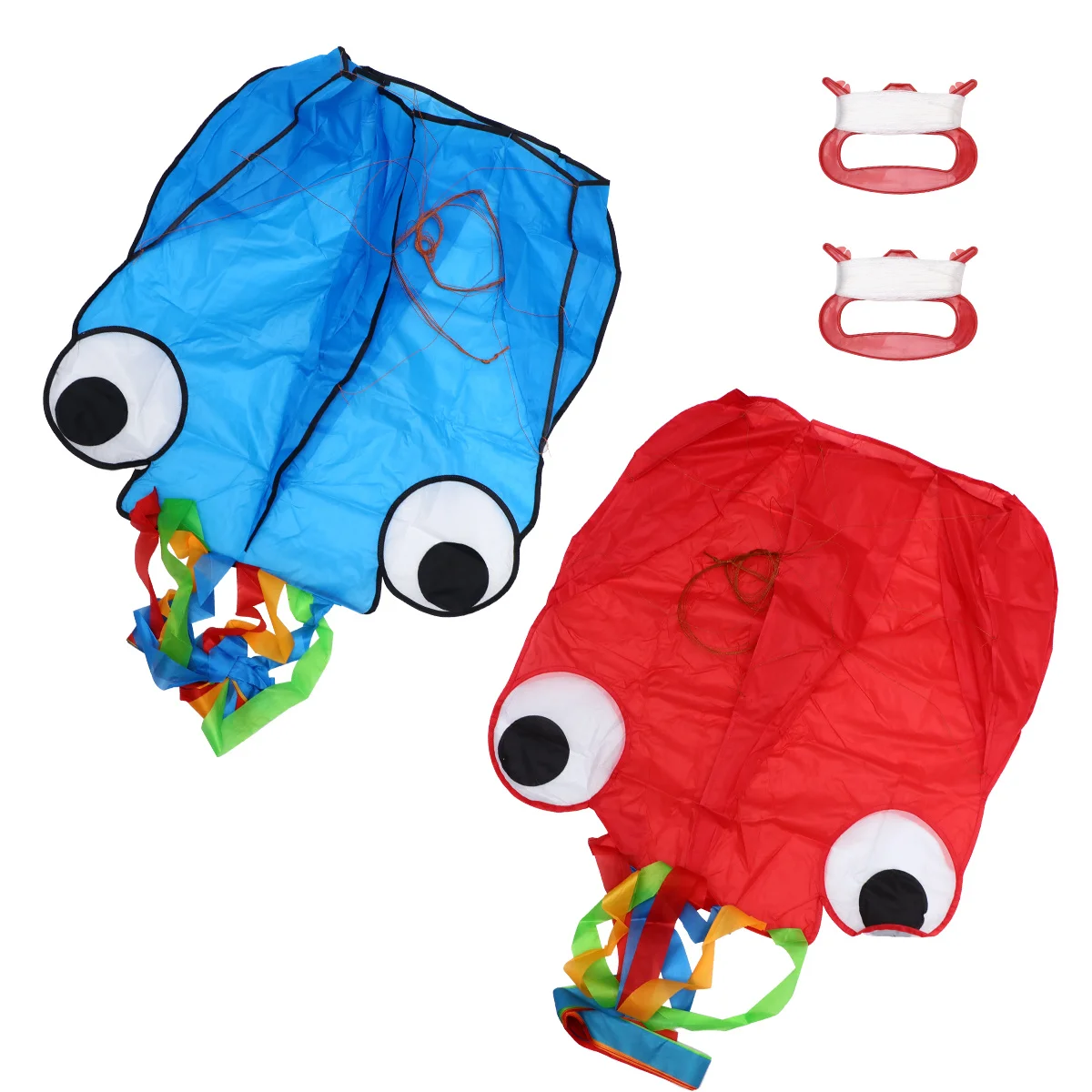 Cometas de pulpo de poliéster para niños, diseño divertido de pulpo, 4m, ligeras y duraderas, para exteriores, parque de playa a prueba de viento, 2 uds.
