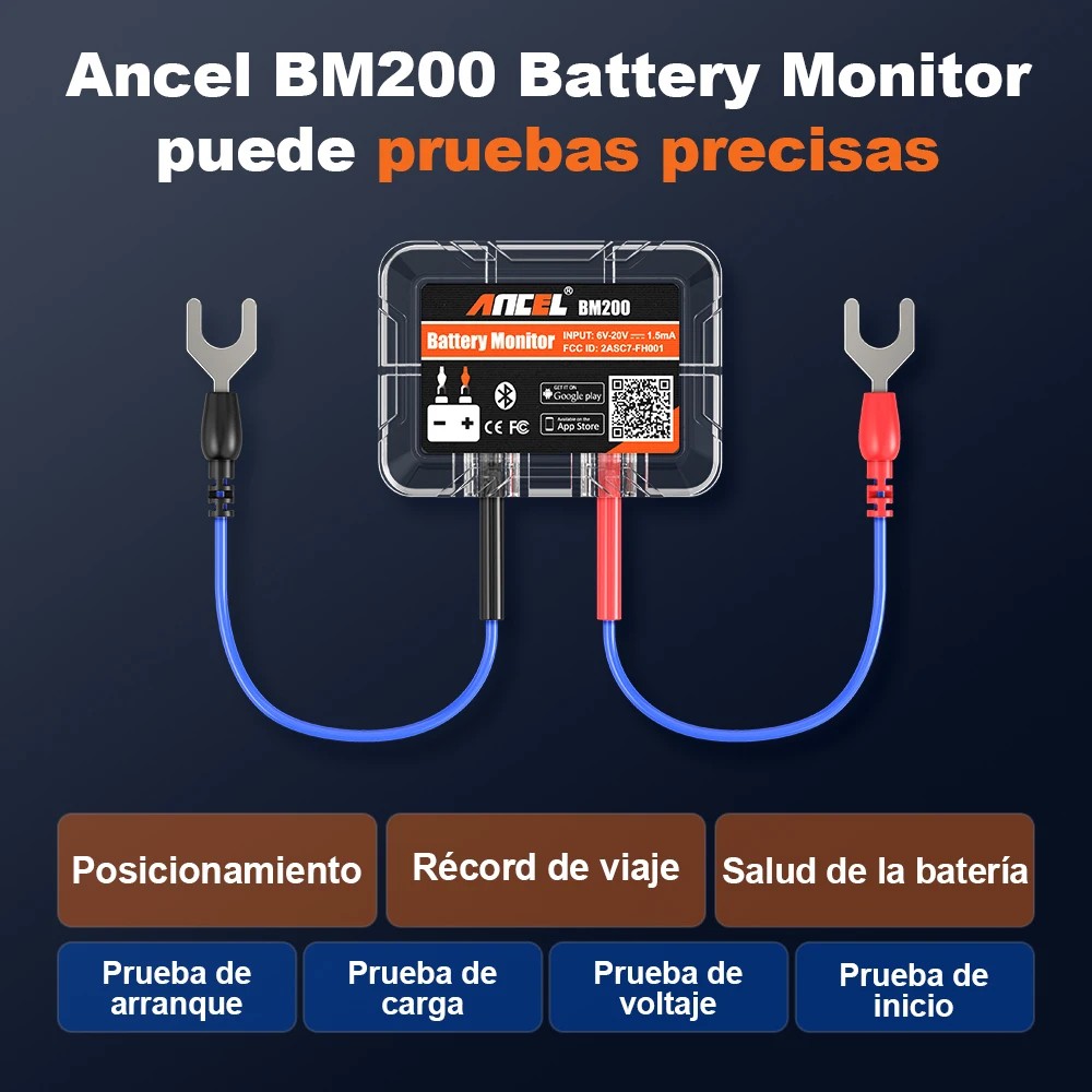 IP67 ANCEL BM200 Bluetooth Battery Monitor Tester 12V Car Boat Motorcycle Battery Health Check with Reverse Polarity Protection
