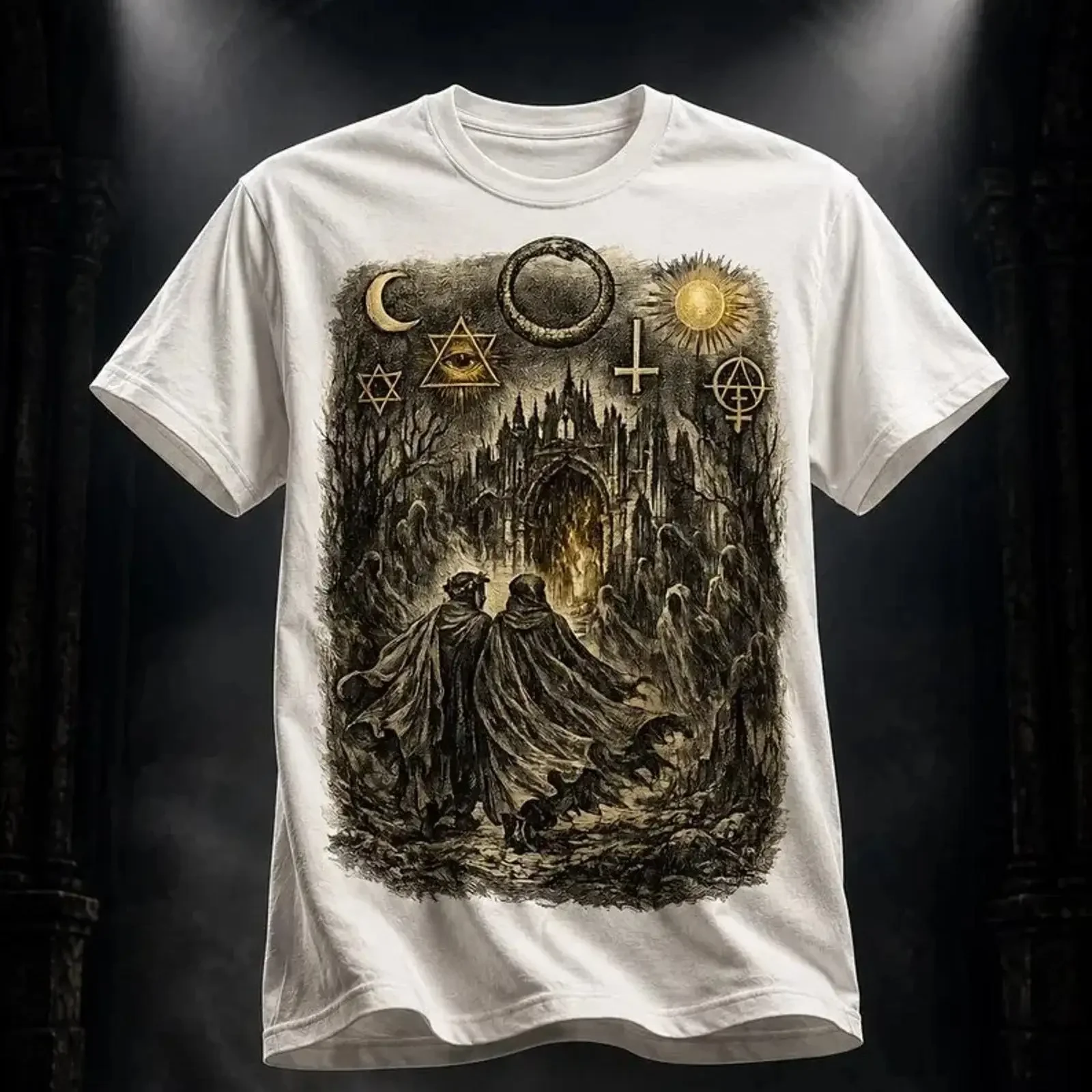 Neo Classical Gothic T Shirt Esoteric Dark Academia vintage Washed streetwear Stretched Slightly homme designer clothes