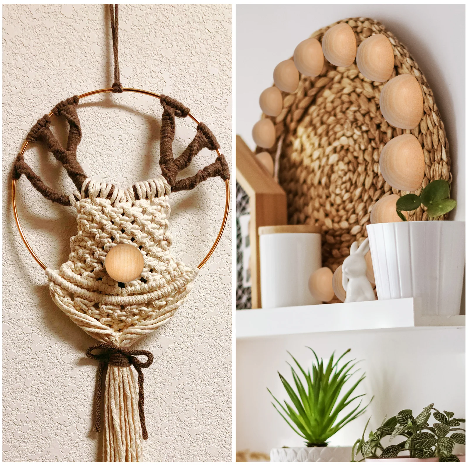 

40Pcs No Hole Wooden Beads Half Round Wood Balls for Crafts Unpainted Craft Decoration Supplies Wooden Balls for Crafts