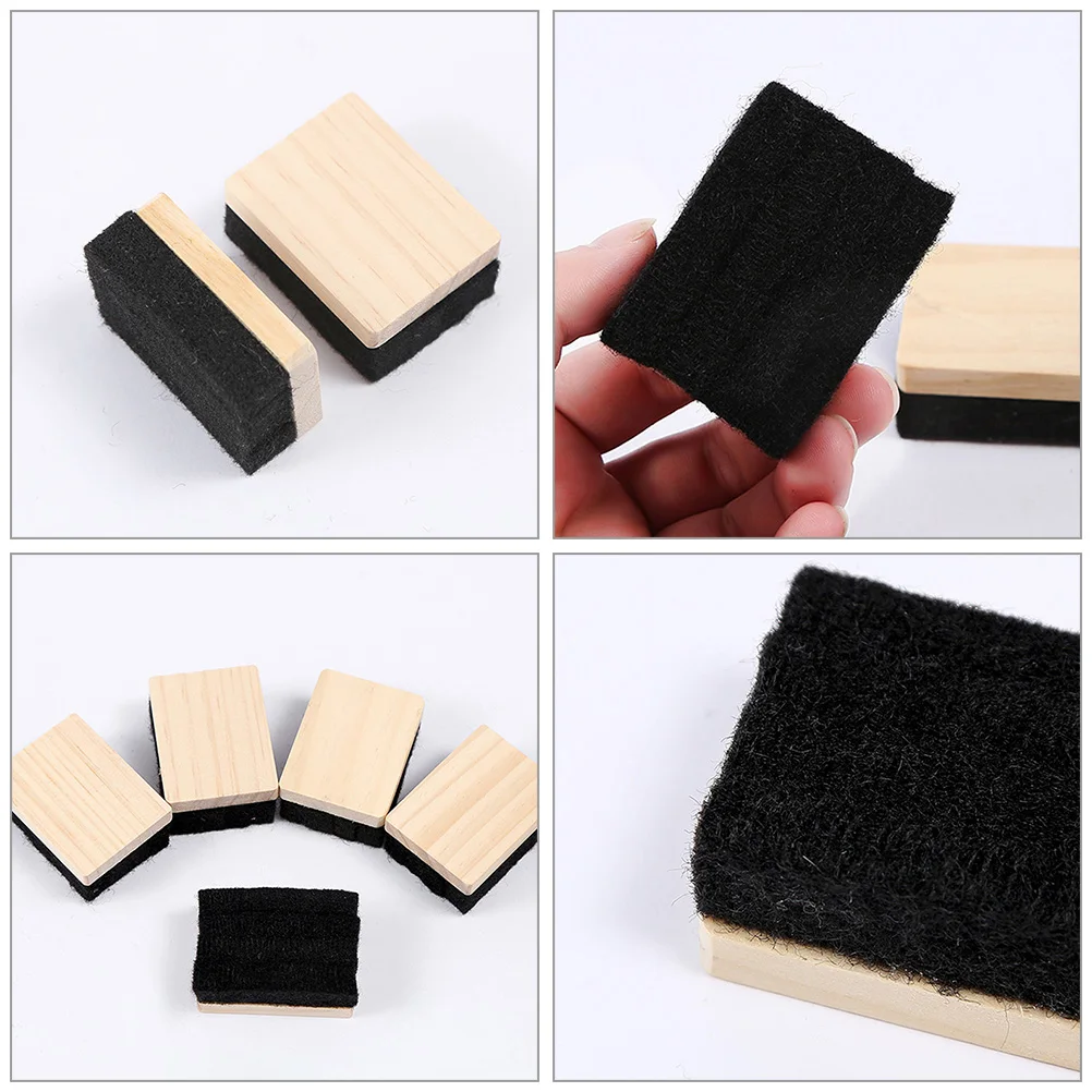 

5Pcs Blackboard Erasers Wooden Felt Mini Chalkboard Cleaner for School Classroom Teacher Supplies White Board Erasers for
