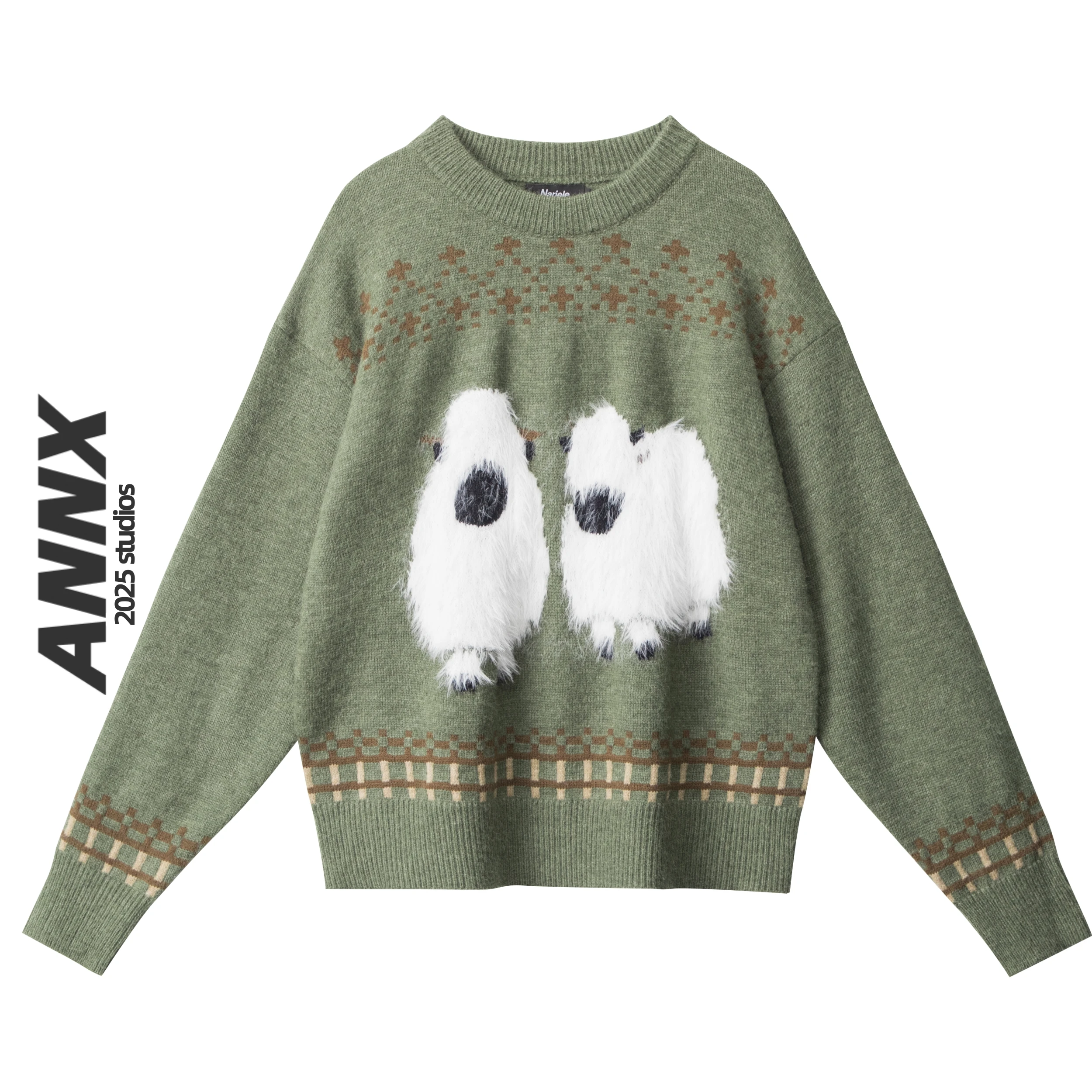 

Women's Loose Knitted Sweater Single Wear College Sle Cartoon Print Casual Long Sve round Ne Pullover Autumn Spring