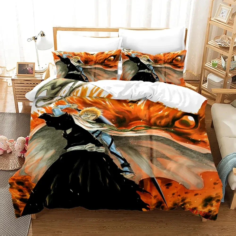 Anime Bleach Kurosaki Ichigo Bedding Set Boys Girls Twin Queen Size Duvet Cover Pillowcase Bed Boys Adult Home Textileextile