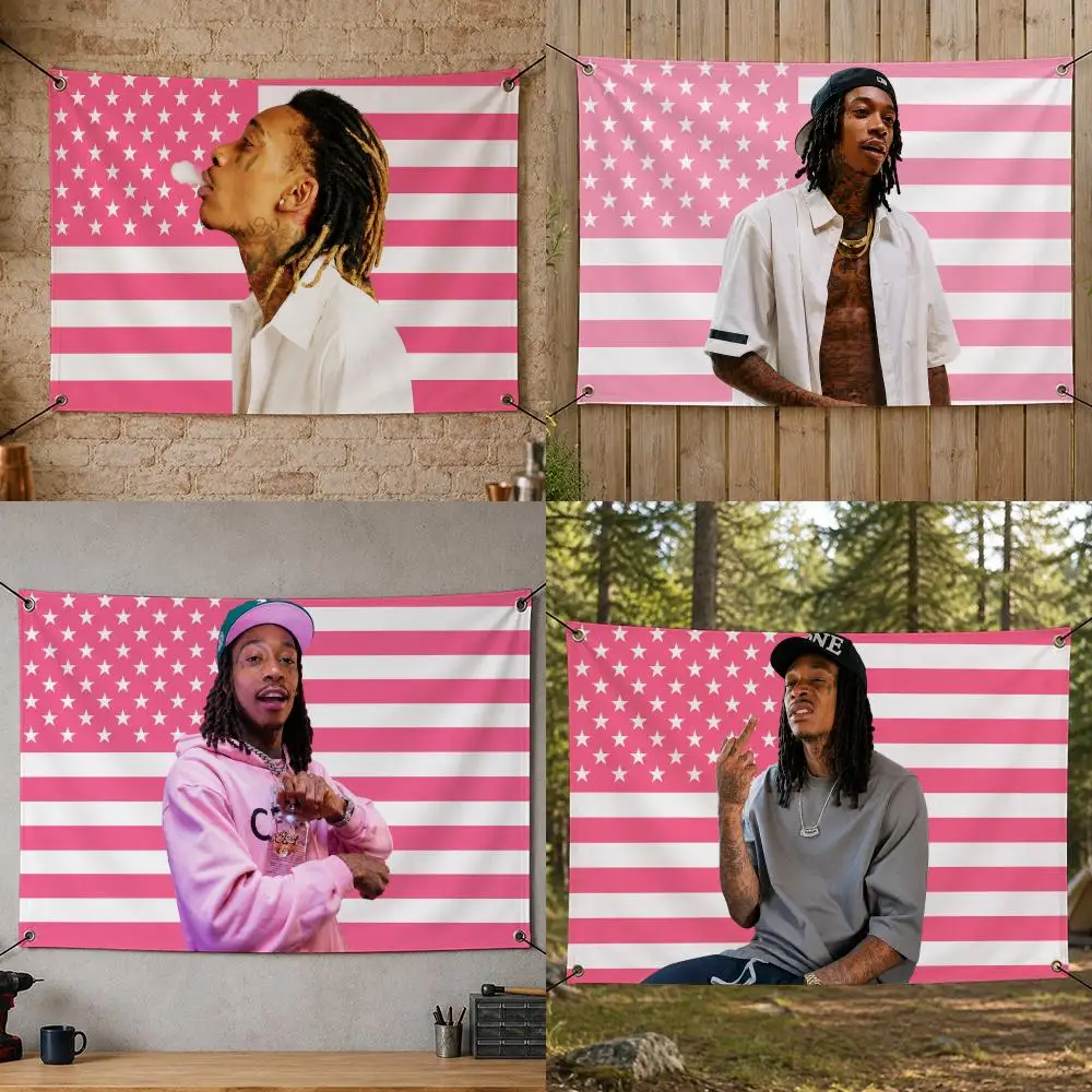 Music Artist Famous Global Popular Modern W-Wiz Khalifa Flags Flag Banner for Bedroom Dorm Party Home Living Room Game Room Gift