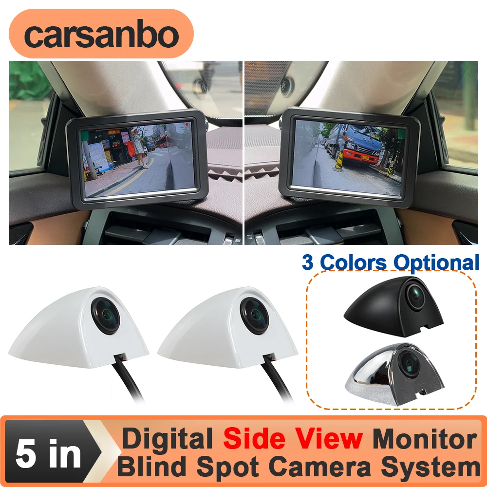 Carsanbo 5 In Side View Mirror Monitor System AHD 1080P 87° Car AHD 1080P Blind Spot Camera with Recording and Playback Function
