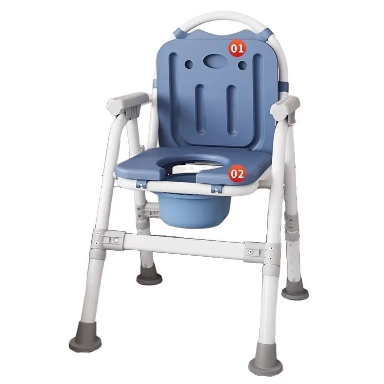 Installation-Free Aluminum Alloy Foldable Toilet Chair for Elderly Pregnant Women 150kg Capacity Powder Commode Shower Chair