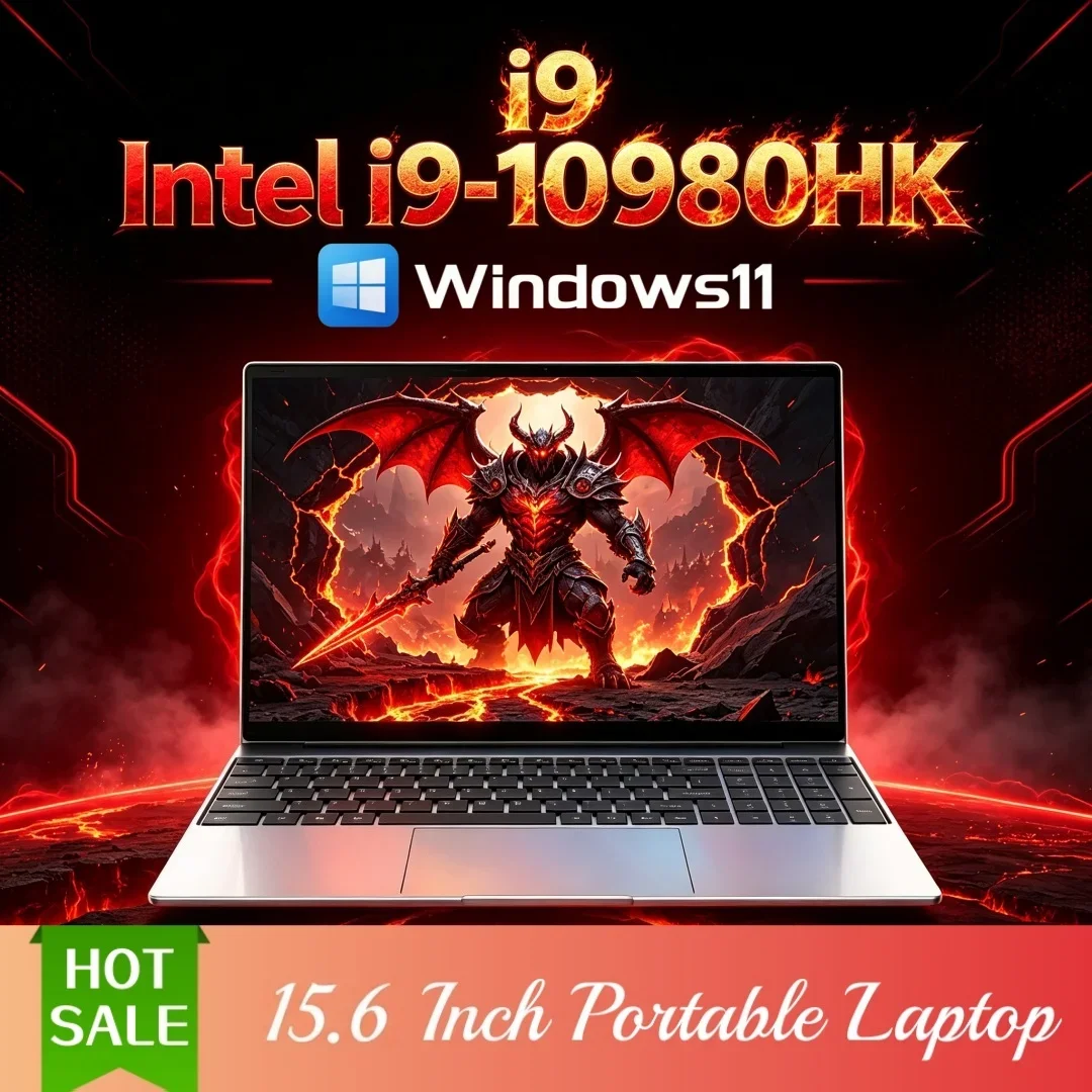 15.6 Inch Powerful Ultra Slim Laptop Intel i9-10980HK 16/32GB RAM 1TB/2TB Big SSD Portable Windows11 Office Study
