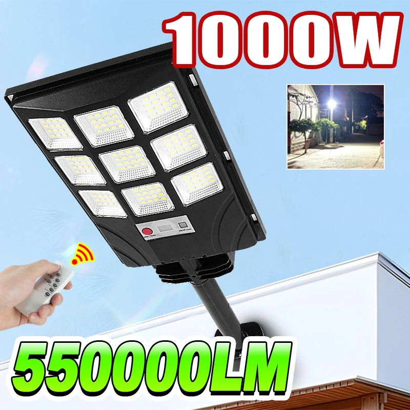

1000W Outdoor Solar LED Lights Motion Sensor Solar Lamp From Exterior 3 Modes Solar Garden Lamp Waterproof Street Yard Light