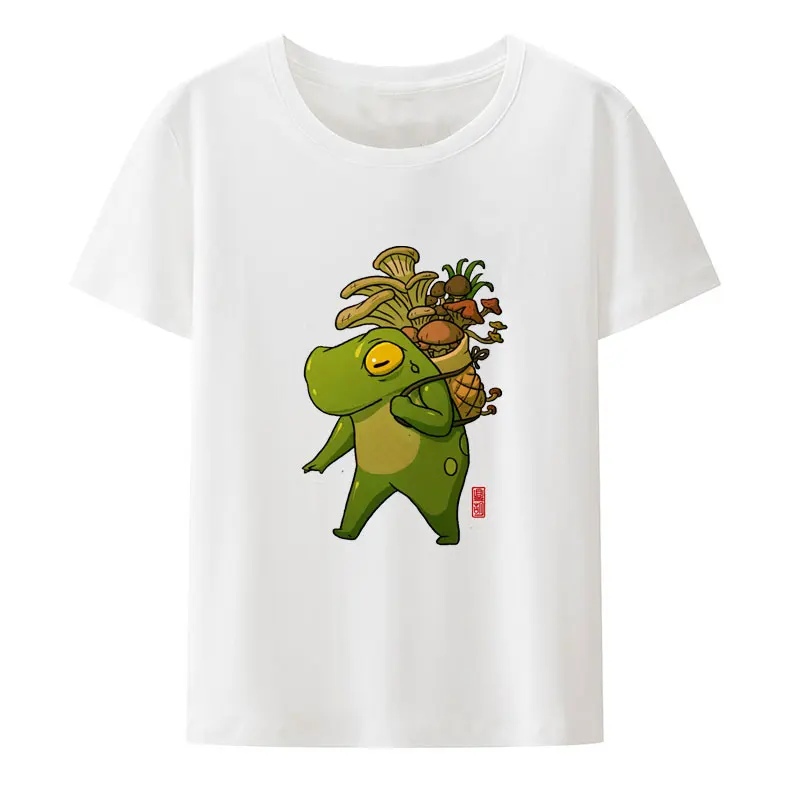 لطيف الضفدع الفطر المنتقى طباعة تي شيرت سيدة جديد وصول س الرقبة أنيمي ملابس الصيف للنساء الملابس الكرتون نمط الفكاهة