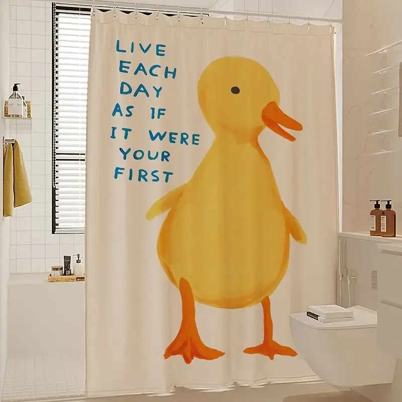 لطيف الليمون دش الستار مقاوم للماء العفن واقية مجموعة لا الحفر الحمام التقسيم ستارة الباب النسيج غرفة الاستحمام #3