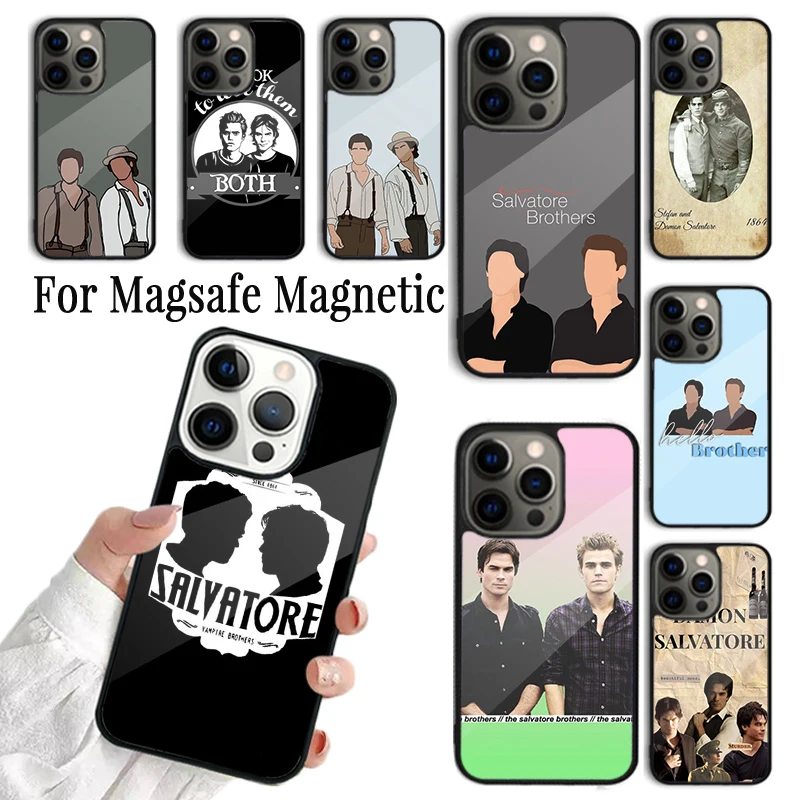 Phone Case For iPhone 16 15 14 13 12 11 Pro Max Plus Magsafe Magnetic Wireless Cover Salvatore Brothers 1864 Damon Stefan