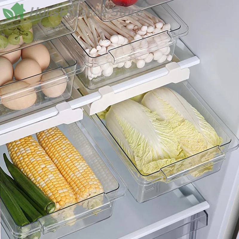 ※Kitchen Storage Container Fruit Vegetable Preservation Organizer Transparent Egg Container Under-shelf Refrigerator Draw