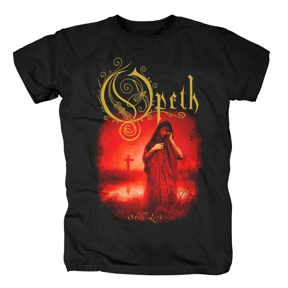 Opeth - Still Life Camisa clássica de algodão pesado preto de todos os tamanhos para homens e mulheres