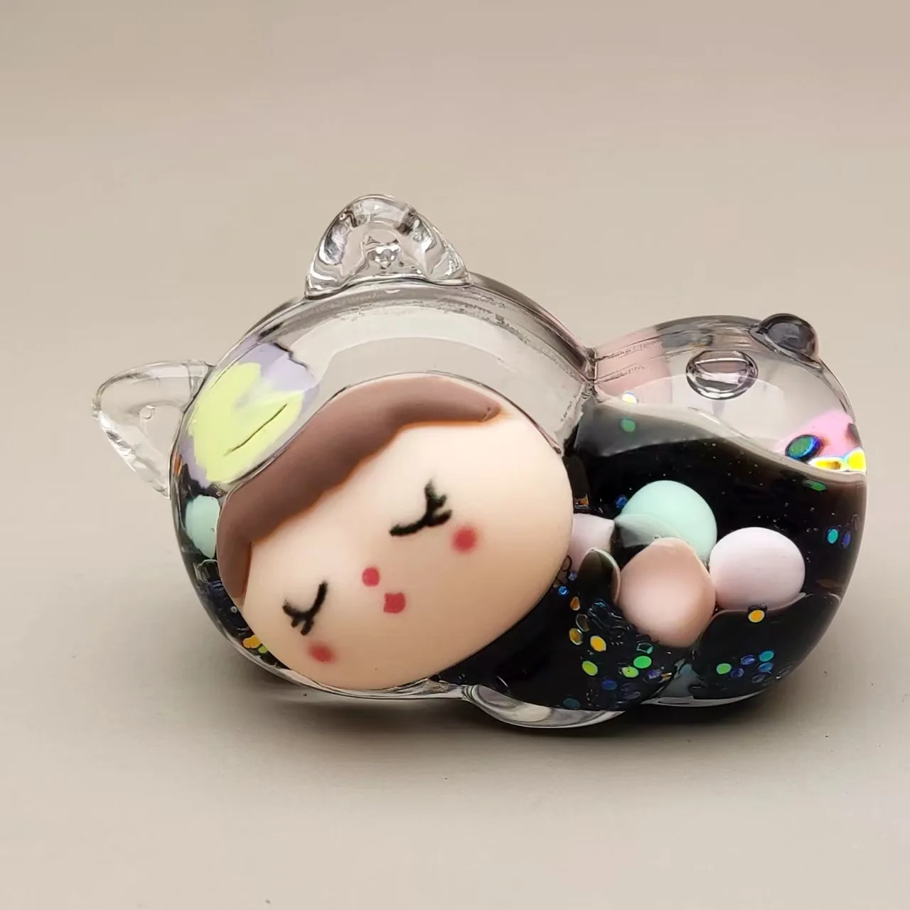 

10pcs acrylic oil quicksand bottle jelly bean Pussies tabletop ornaments