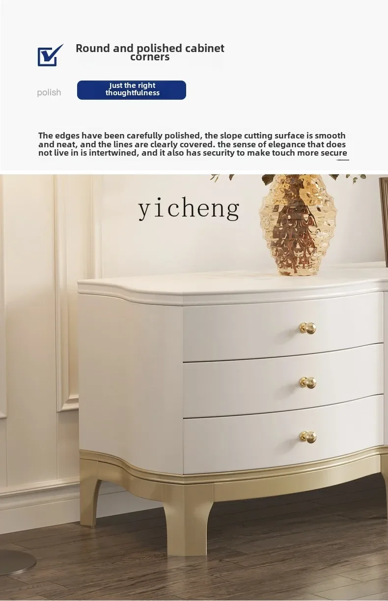 v2 postmodern simple solid wood light luxury TV cabinet bedroom coffee table champagne gold living room combination high floor