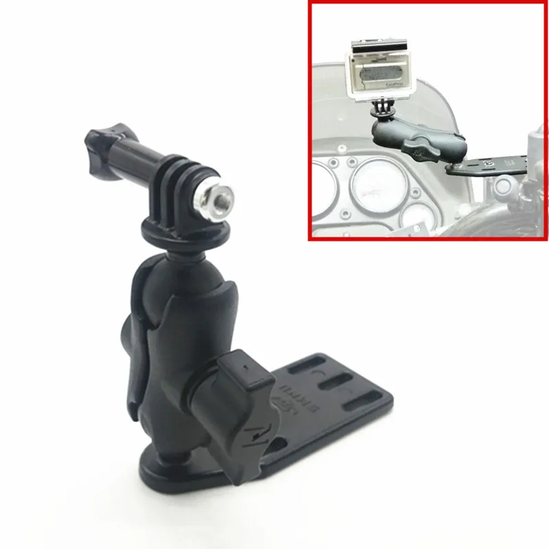 Motorcycle Brake / Clutch Reservoir Cover Mount & Double Socket Arm + For Gopro Mount Ball Head Base for garmin Sjcam