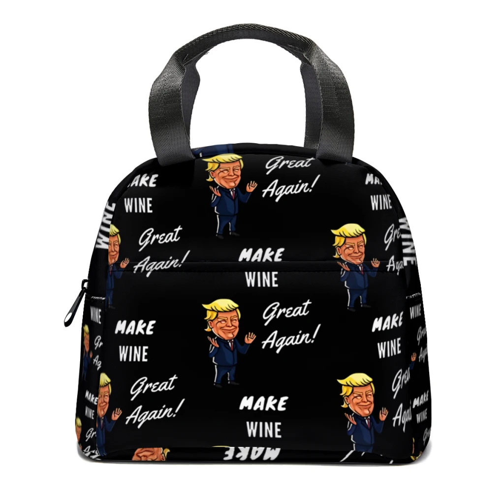 

Make Wine Great Again Lunch Bag for School Waterproof Picnic Thermal Cooler Insulated Lunch Box Women Kids Tote Bags