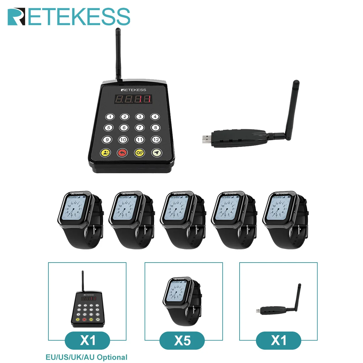 RETEKESS TD154 Kitchen Waiter Calling System Restaurant Pager For Server TD113 Waterproof Watch Receivers For Coffee Bar Hotel image 3