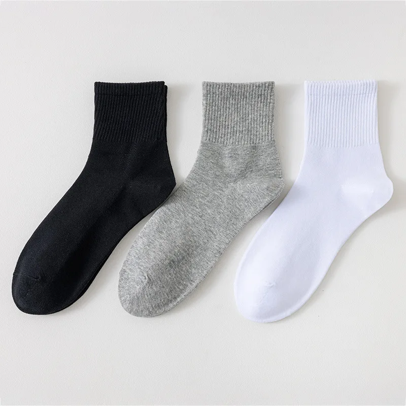 

Solid Color Versatile Black,White And Gray Men's And Women's Sports Mid-tube Socks Simple Cotton Soft Men's Socks