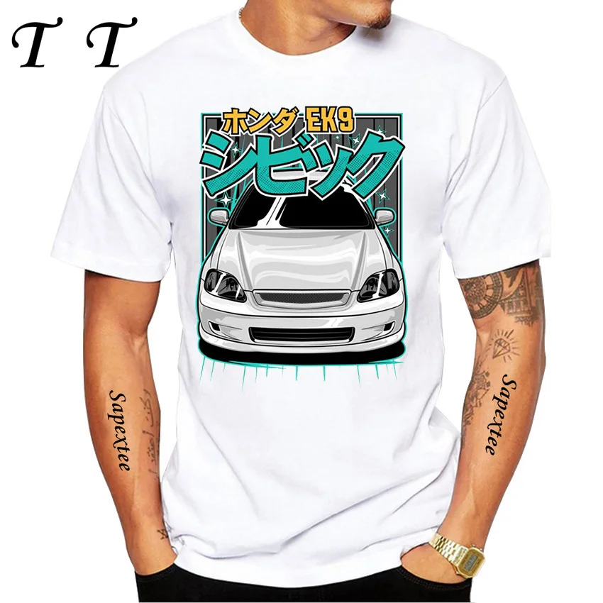 Summer Men Short Sleeve Drive The Japan Style Sport Car Civic Type R EK9 EG6 Fan Legend T-Shirt Hip Hop Boy Casual White Tees
