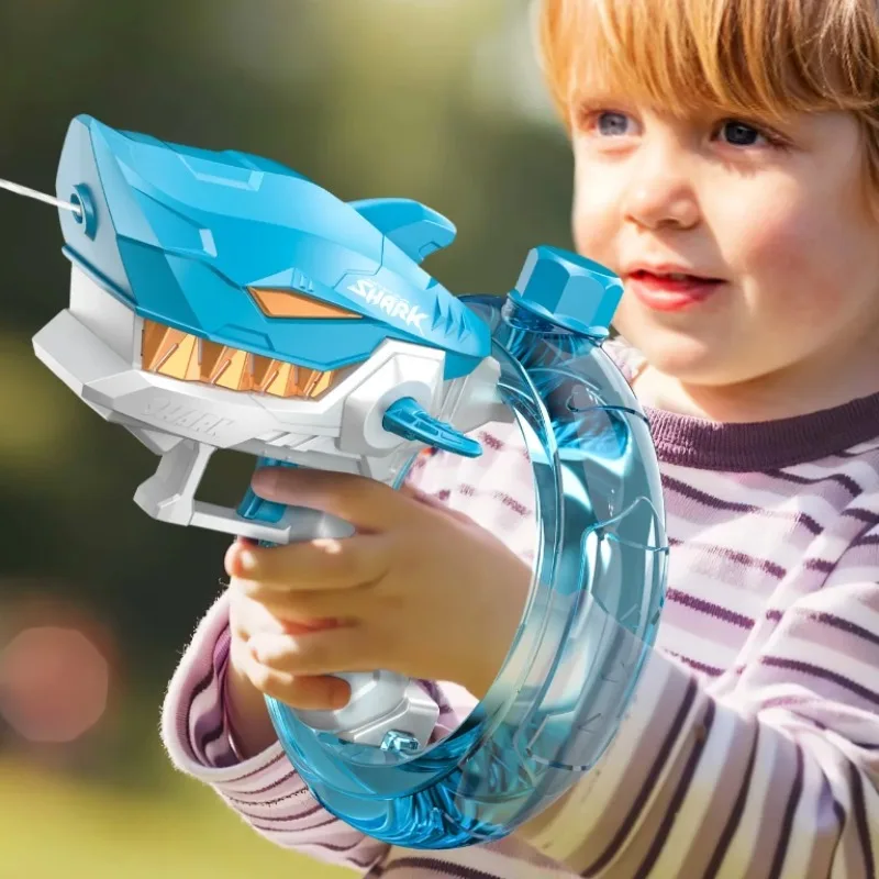 Summer Water Guns Gaming Toy Fully Automatic Continuous Fire Watergun Shark Electric Water Gun Large Capacity Water Spray Gun