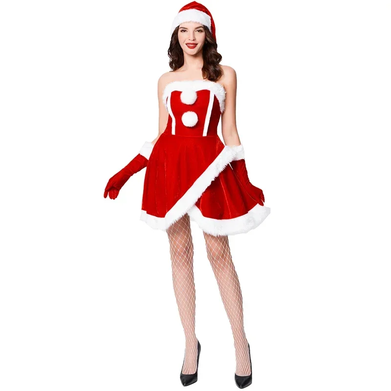 Adult Women's Christmas Dress Christmas Themed Party Costume Santa Claus Costume Santa Claus Stage Show Performance Costume