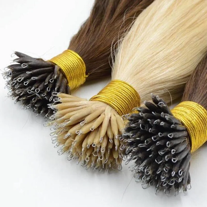 Gerade Nanoring-Haarverlängerung aus Echthaar, 0,8 g/Strähne, 50 Strähnen, 100 % echtes Echthaar, natürliche Nano-Link-Haarverlängerung, Ombre – Detail 8