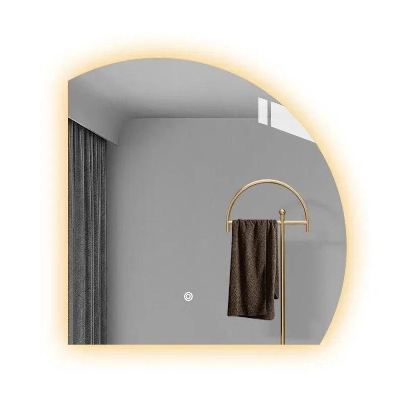 Smart Bathroom Mirror Irregular Makeup Semicircle Wall Hanging Mirror LED Lighted Bedroom Espejo Con Luz Dressing Mirror