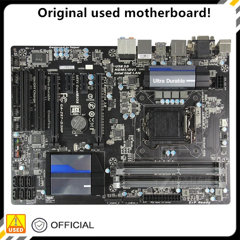 

For GA-Z87-D3HP Z87-D3HP Desktop Motherboard Z87 LGA 1150 For Core i7 i5 i3 DDR3 SATA3 USB3.0 Original Used Mainboard