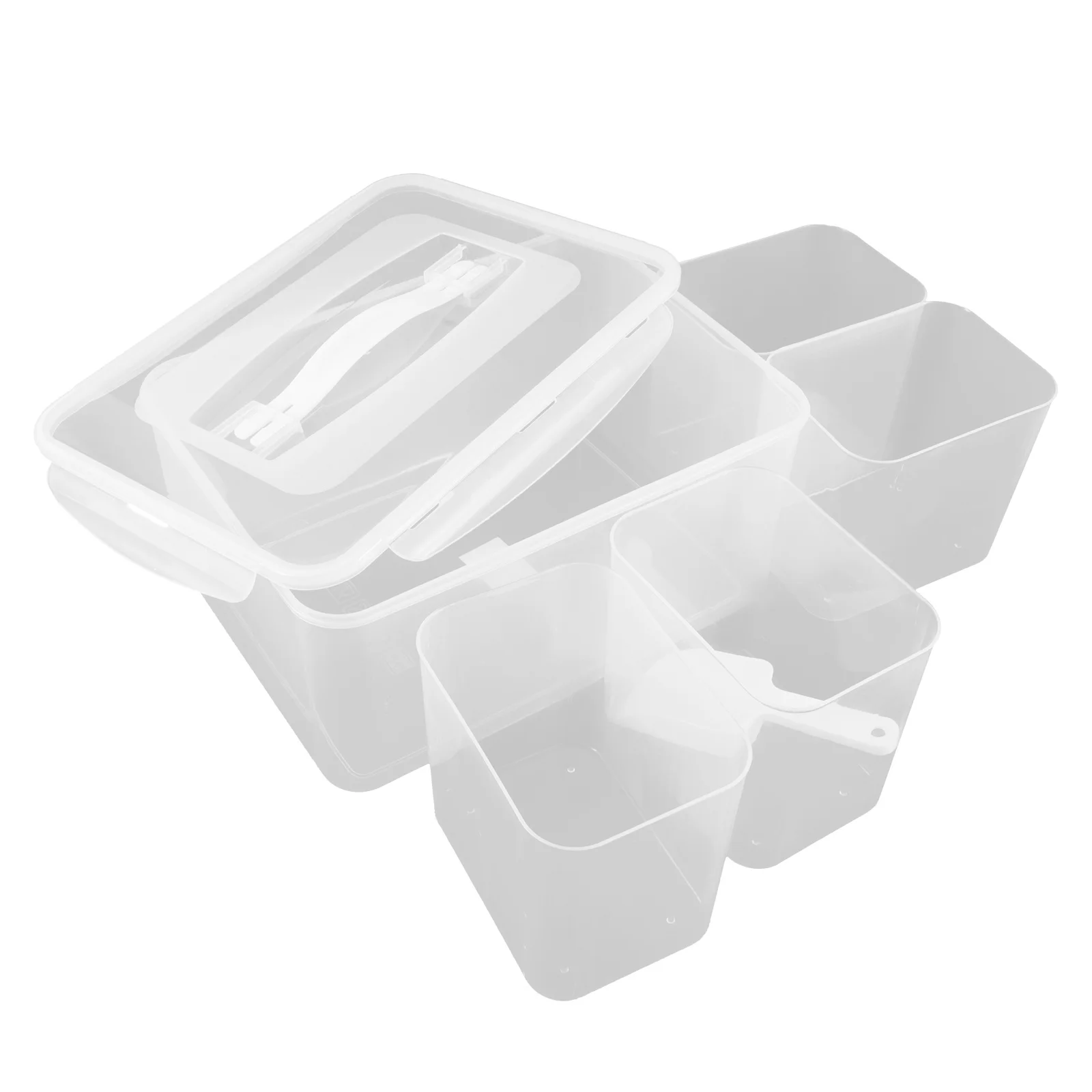 

8L Plastic 4 Compartment Food Storage Container With Handle Transparent Lid For Kitchen Pantry Organization Grain Cereal Snack