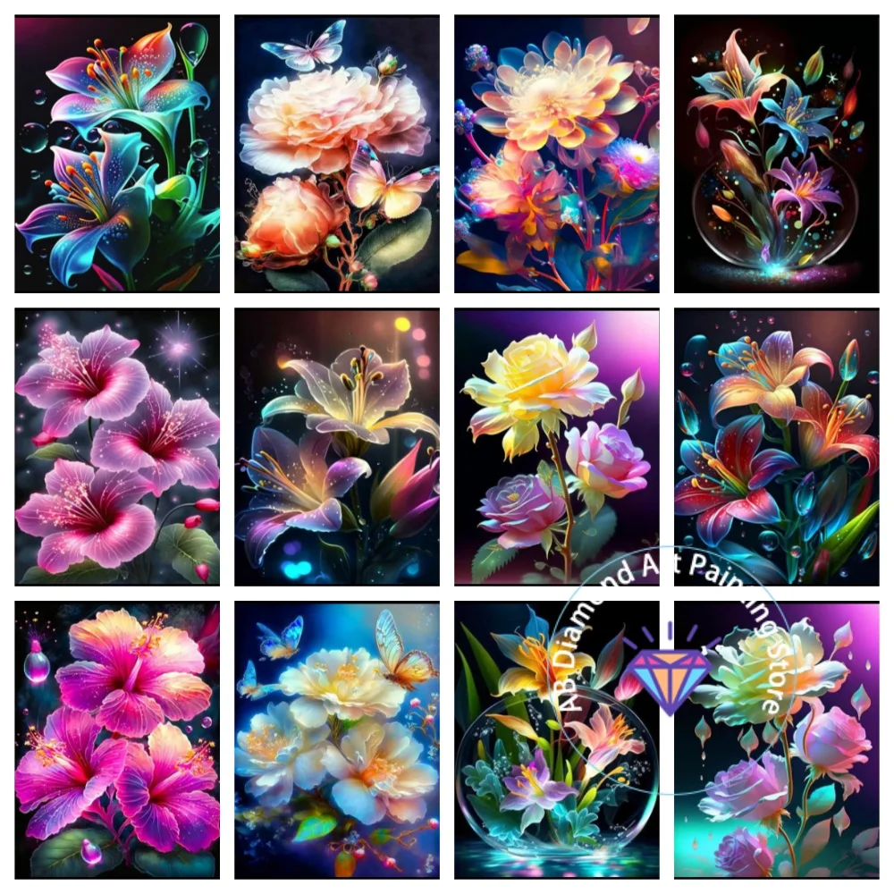 

Flower Lily AB Diamond Painting Kit Square Round Diamond 5D DIY Dreamy Mosaic Handmade Art Adult Exquisite Gift Home Decor