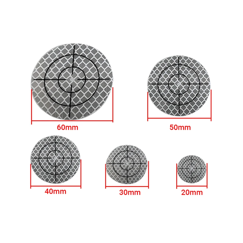 100pcs White Round Grid Reflector Sheet For Total Station Survey Geography Reflective Sticker  Size 20 30 40 50 60X60mm