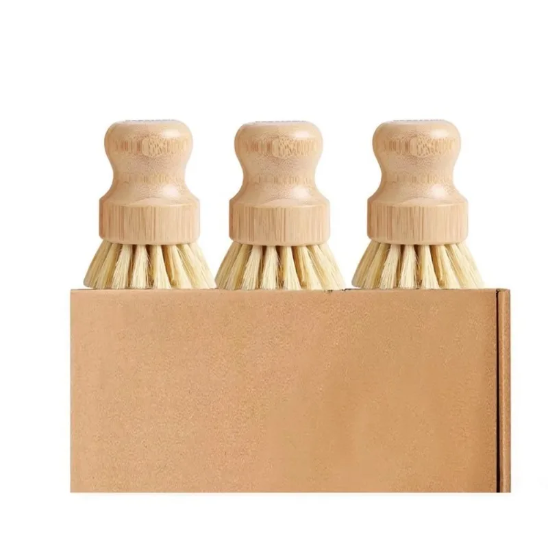 Bamboo Dish Scrubber Brush with Sisal Bristle Natural Kitchen Cleaning Tool for Dishes Pots Pans Bottles Vegetables