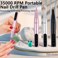 Taladro de uñas inalámbrico de 35000RPM, bolígrafo de pulido con lima de uñas USB, taladro de uñas recargable, herramienta de salón de taladro de manicura portátil