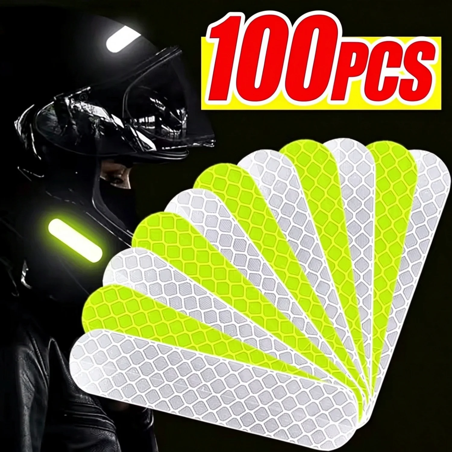 10 40 80 100PCS Night Reflective Strip Safety Warning Stickers Waterproof High Visibility Tape for Car Motorcycle Helmet Bicycle
