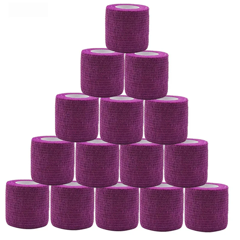 1/3/6/20PCS Sports Self Adhesive Purple Elastic Bandages Anti-slip Athletic Nonwoven Waterproof Elastic Tattoo Bandages Aid Kit