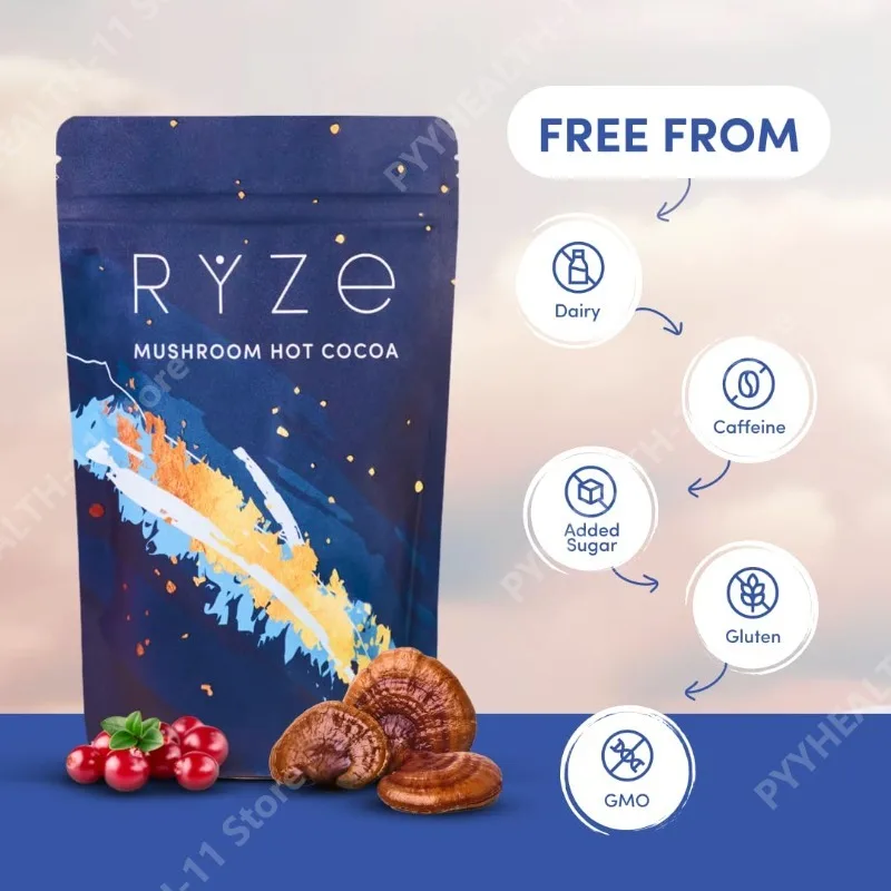 Mushroom Cocoa Powder Sleep Supplement with 6 Adaptogenic Mushroom Blend Reishi L-Theanine and Glycine To Help Fall Asleep